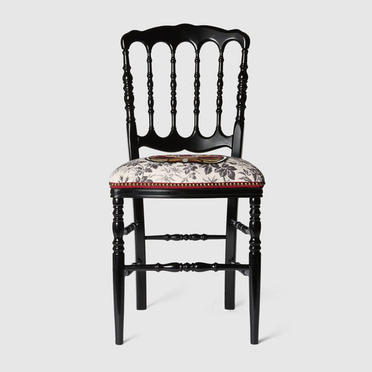 Wood chair with embroidered tiger